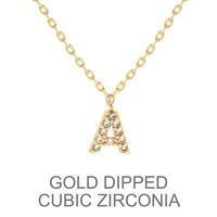 GOLD DIPPED CZ INITIAL NECKLACE